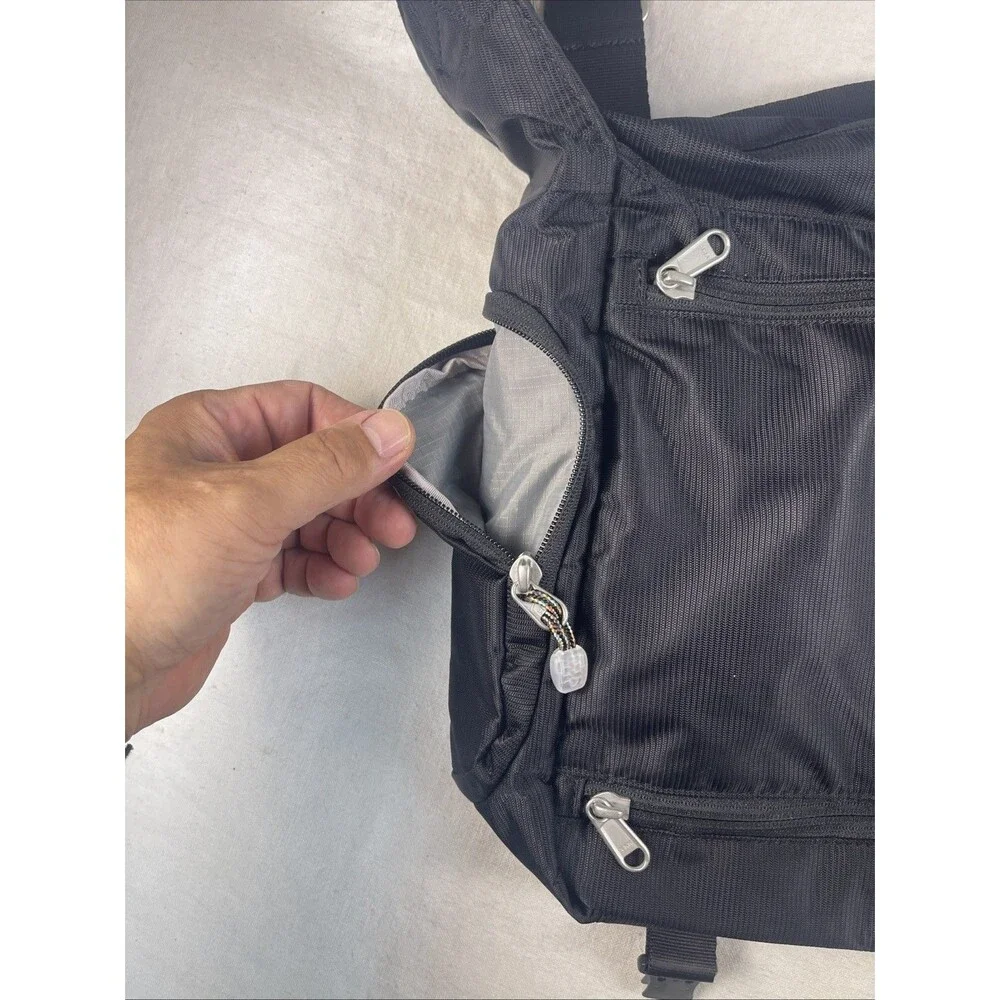 eBags Black Nylon Messenger Bag Crossbody Travel Commuter Laptop Multi-Pocket